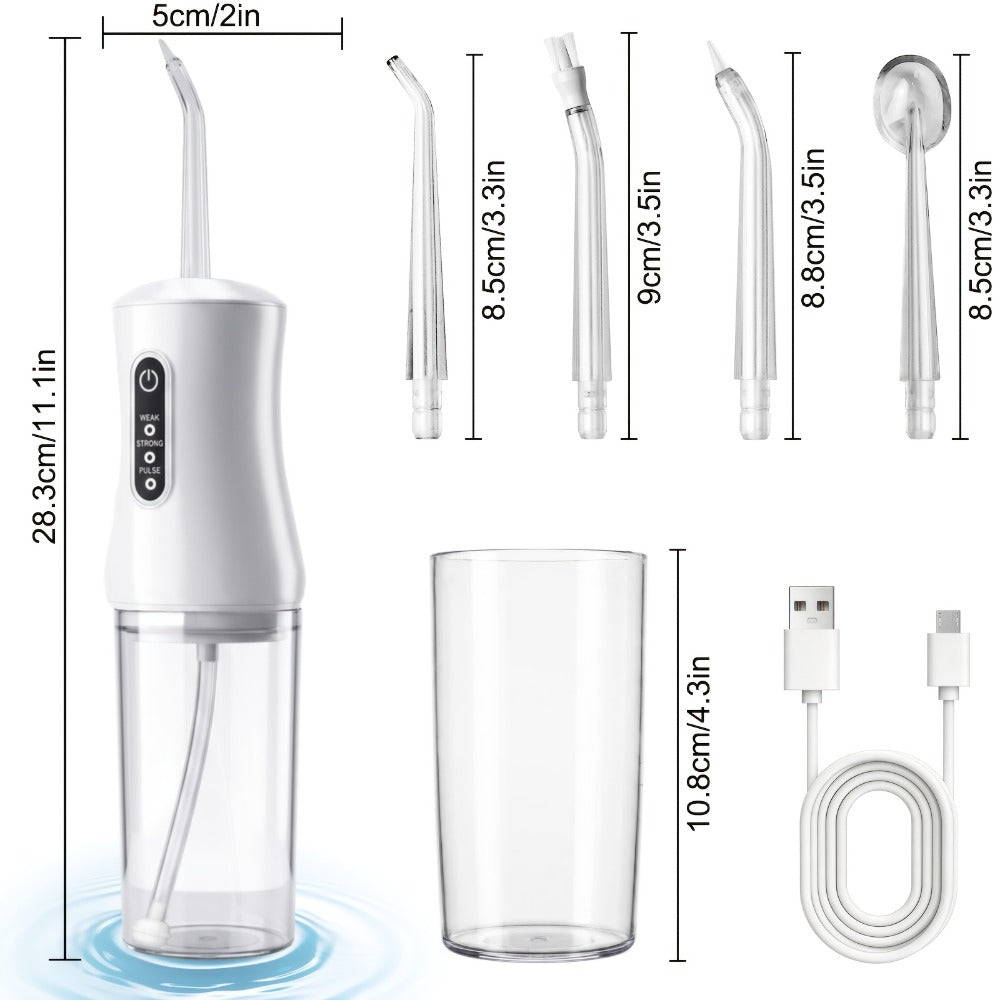 Electric Water Flosser Smart Pressure Control — Interchangeable Nozzles, USB Rechargeable, Precise Water Pressure Adjustment for Home & Travel Dental Care, Gift-Ready