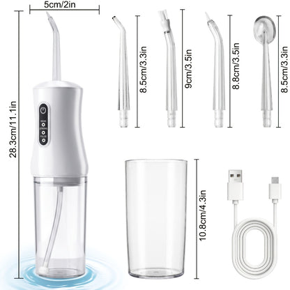 Electric Water Flosser Smart Pressure Control — Interchangeable Nozzles, USB Rechargeable, Precise Water Pressure Adjustment for Home & Travel Dental Care, Gift-Ready