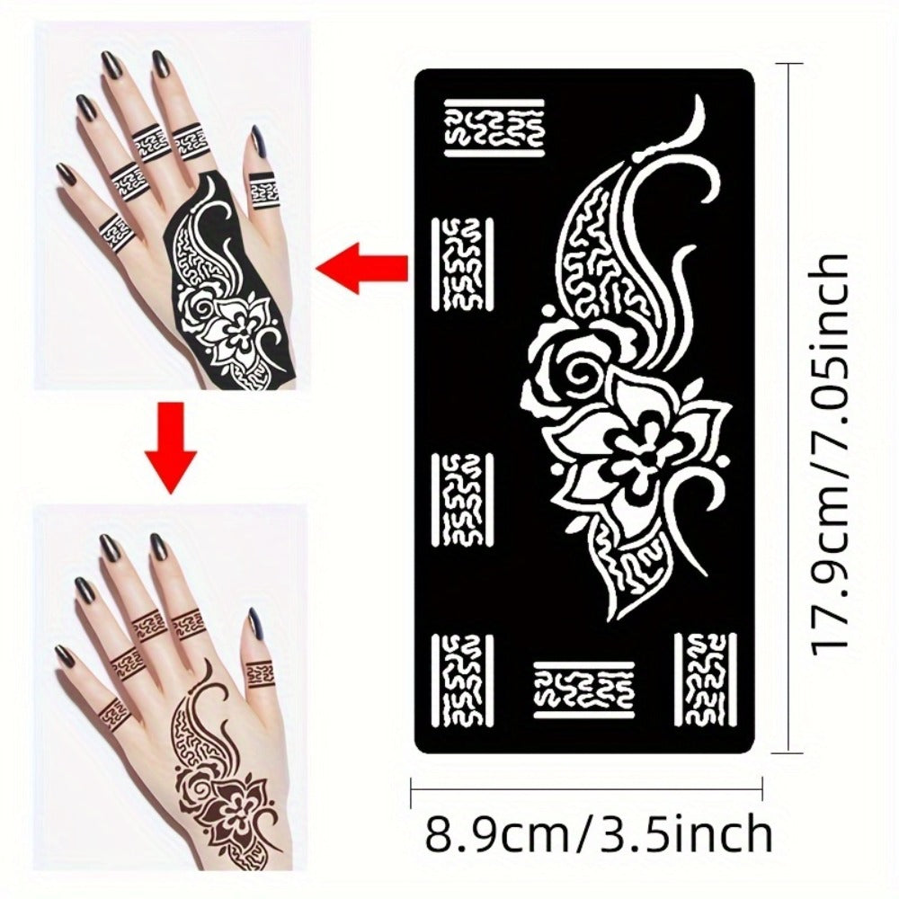 Tattoo Stencil Templates Reusable 9 Sheets Large Flower Designs Airbrush Glitter Body Art Stencils Kit for Arms Hands Navel Legs DIY Party Fake Temporary Tattoo Supplies