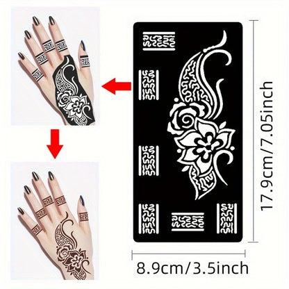 Tattoo Stencil Templates Reusable 9 Sheets Large Flower Designs Airbrush Glitter Body Art Stencils Kit for Arms Hands Navel Legs DIY Party Fake Temporary Tattoo Supplies