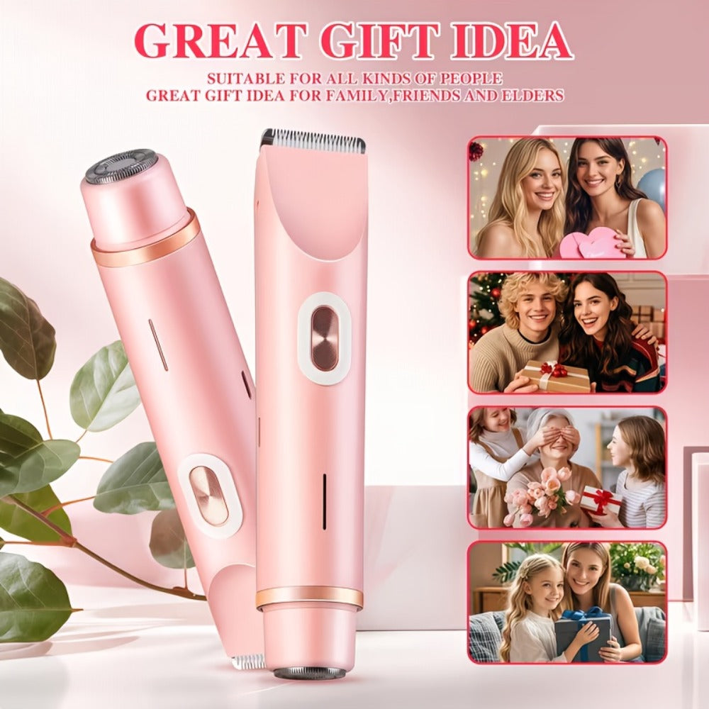 Women'S Electric Shaver, 2-in-1 Electric Shaver, Women'S Electric Shaver Suitable For Face, Nose, Legs And Underarms, Women'S Bikini Trimmer, 67 Waterproof, Wet And Dry Use, Painless, Rechargeable - Portable Hair Shaver