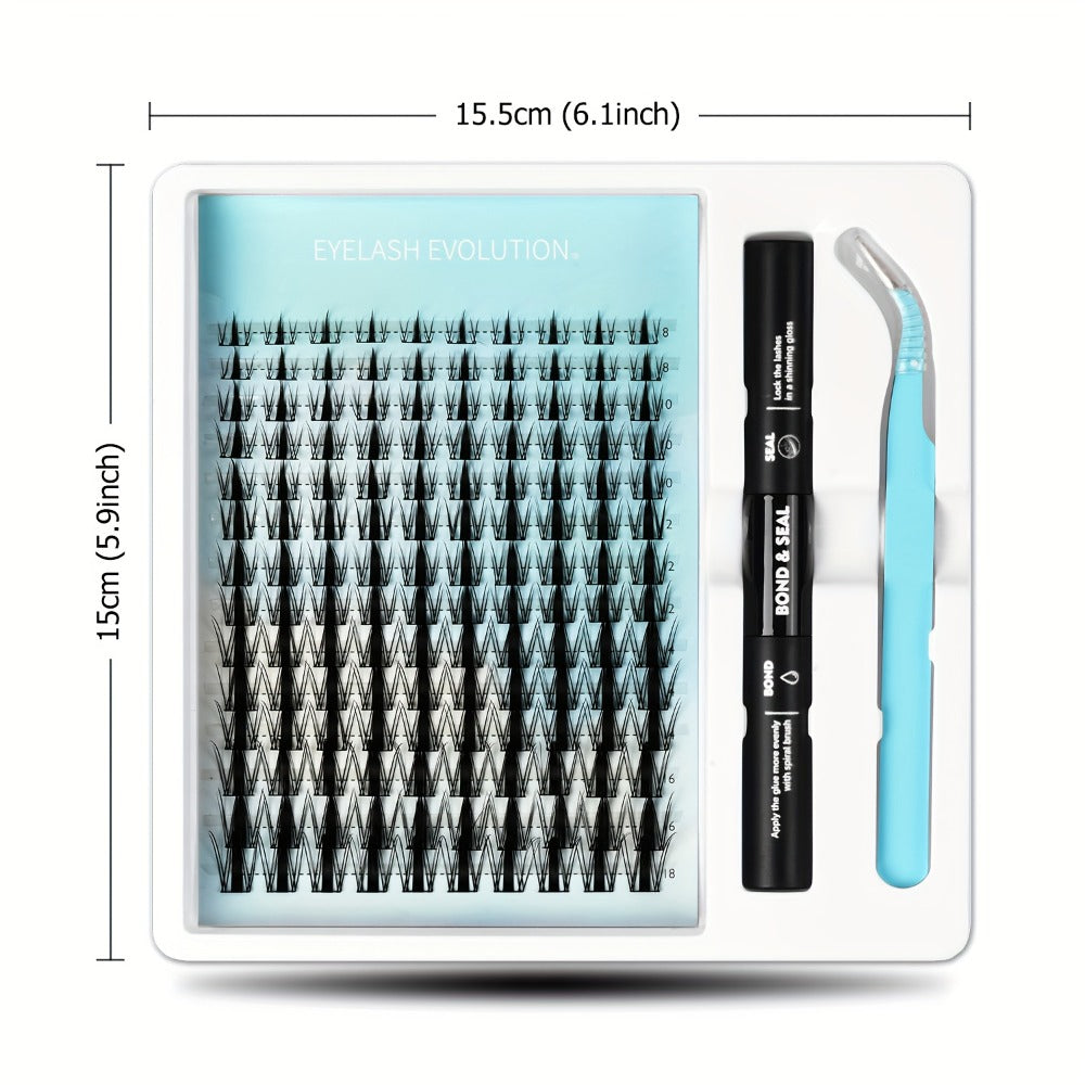 Fairy Lash Clusters Kit 8mm-18mm Manga C Curl Anime Eyelash Extension Kit Individual Spike Lashes DIY Volume Natural with Spikes Wet-Look Spiky