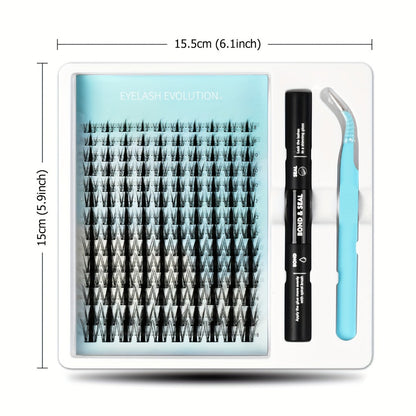 Spike Lash Clusters Kit 8mm-18mm C Curl Anime Fairy Manga Style Individual Spiky Lash Extensions DIY Volume Wet-Look Spiky Natural Lashes with Adhesive Glue