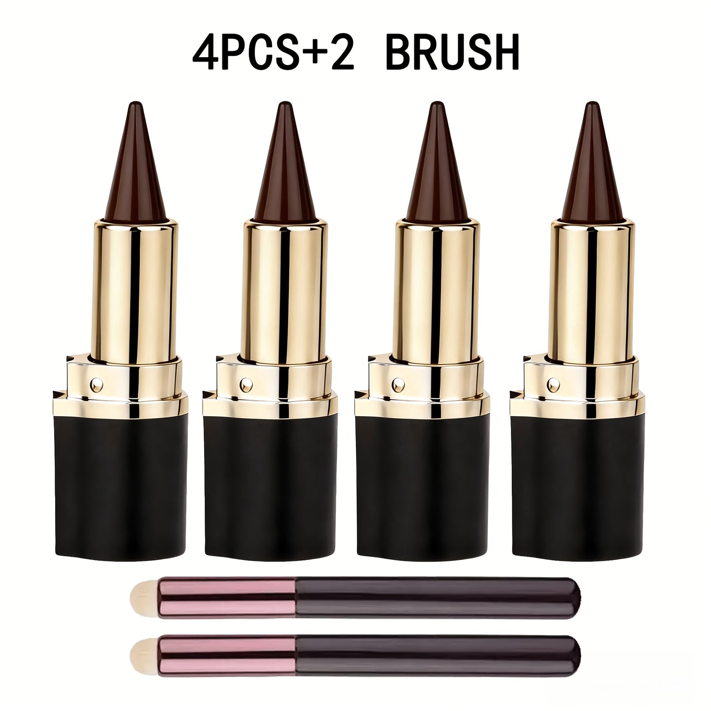 Eyeliner Gel Stick 2/4PCS 24-Hour Long-Lasting Waterproof Matte Fast-Drying Non-Smudge Eye & Lip Liner with Brush for Everyday Party Makeup
