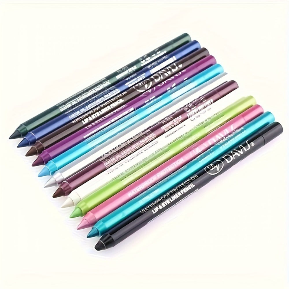 Eyeliner Pencil Set 12 Colors with Sharpener – Waterproof & Long-Lasting Multicolor Eyeliner Pens for Eye Makeup, Cosplay, Stage, Party & Daily Looks, Color-Fast Formula