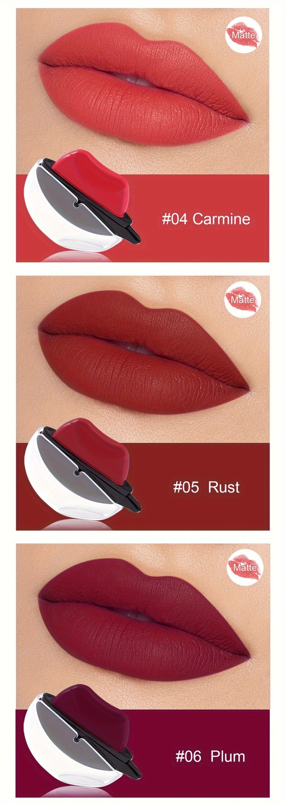 Lipstick Set 6pcs - Matte Color Changing Lip Shaped Lipstick with Jasmine Scent, Non-Fade Long-Lasting Formula, Multi-Shade Lip Makeup Gift Set for Women