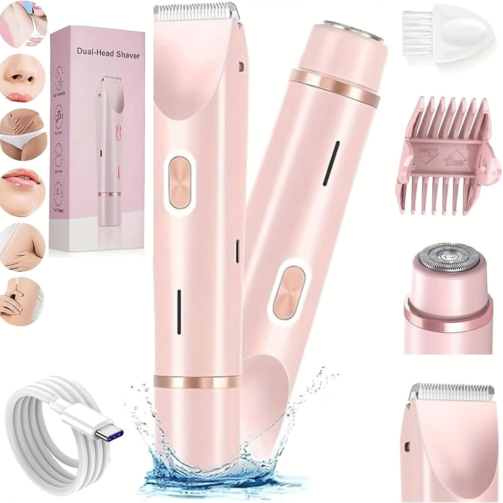 2-in-1 Dual-Head Electric Shaver, Perfect for Facial & Body Hair Removal, Intimate Areas, Leegs, Bikini Line, Underarms - Rechargeable Lithium Battery, USB Charging, Ideal Holiday Gift, Hair Removal Shaver|Modern Shaver Design|Stainless Steel Blades