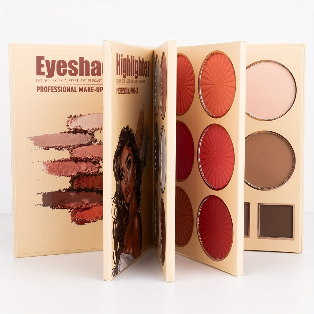 Eyeshadow Palette 43 Colors Book-Style Folding Matte Shimmer Contour Blush Highlighter Powder All-in-One Multifunctional Makeup Palette