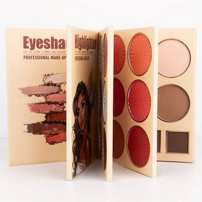 Eyeshadow Palette 43 Colors Book-Style Folding Matte Shimmer Contour Blush Highlighter Powder All-in-One Multifunctional Makeup Palette