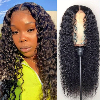 Lace Front Wig Human Hair 4x4 HD Transparent Closure - Brazilian Body Wave Pre Plucked Baby Hair 180% Density Natural Black 14-26 Inch