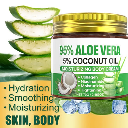 Aloe Collagen Firming Moisturizing Face Cream 2-Pack - Hyaluronic Acid & Coconut Oil Deep Hydrating Skin Care for Dry Skin, Anti-Aging Tightening Cream for All Skin Types, Women's Daily Moisturizer