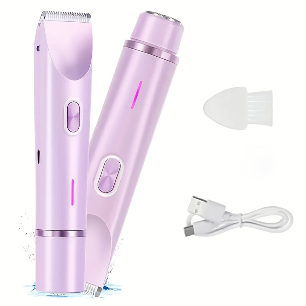 Women's Bikini Electric Razor, 2in 1 Dry/Wet Bikini Razor And Facial Razor, USB Rechargeable, for Bikini, Underarms, Legs, Arms, Face, Portable, Durable, Women's Gift Choice
