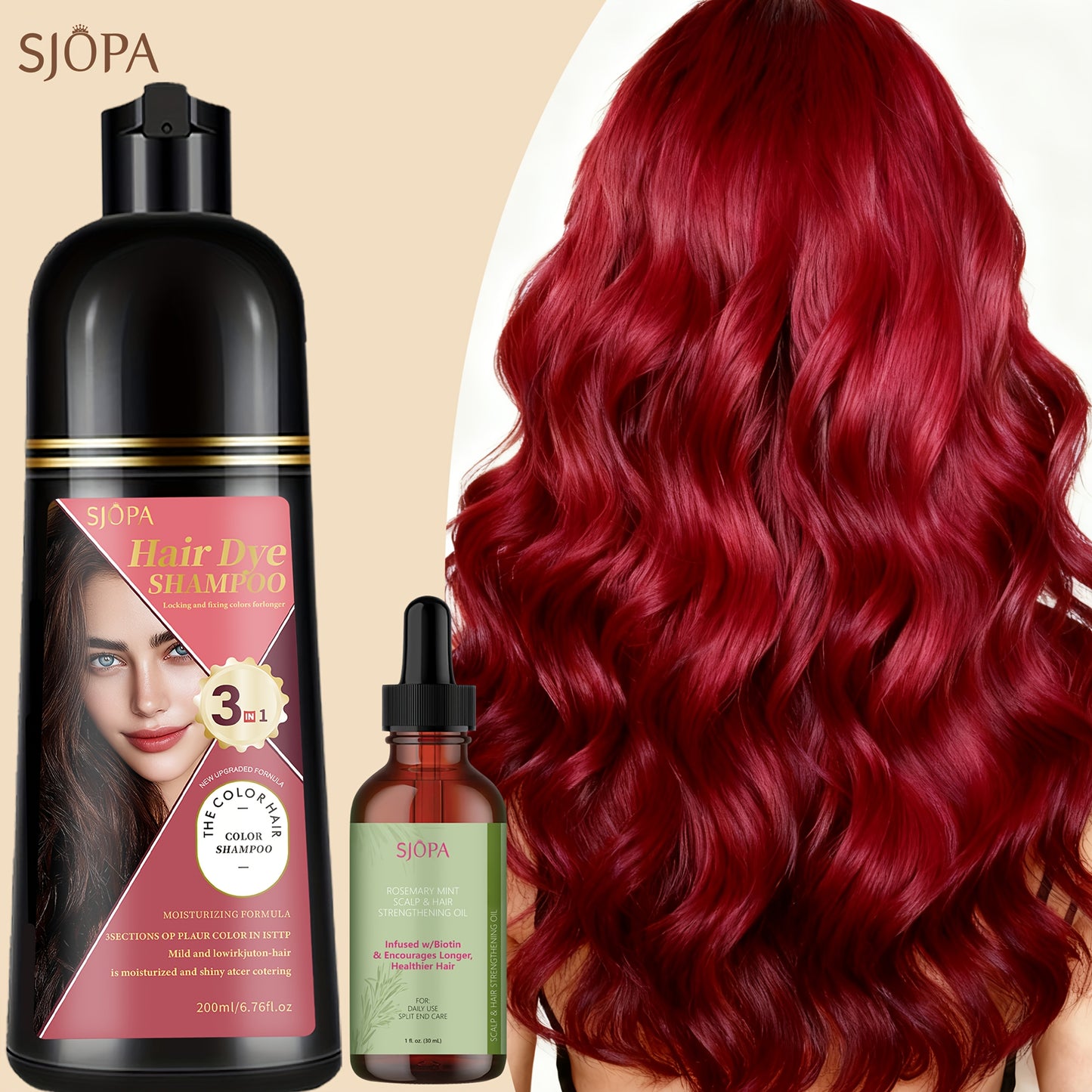 Hair Color Dyeing Shampoo 3-in-1 — Plant Squalane & Glycerin Formula | Colors, Conditions & Cleanses in One Wash | 10 Shades | Easy At-Home Hair Coloring