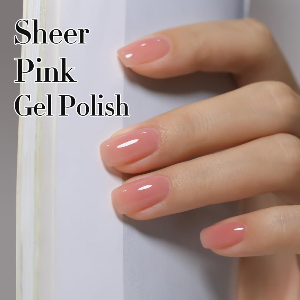 MISS MISIDY 0. 54oz Pink Translucent Gel Polish Sheer Neutral Natural Light 16ml Jelly Nail Polish Nail Art DIY at Home