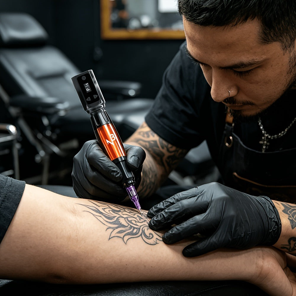 Wireless Tattoo Machine Set Complete - Tattoo Pen Gun with Power Supply 10 Needles 8 Ink Bottles Full Tattoo Kit for Beginners & Professional Tattoo Artists