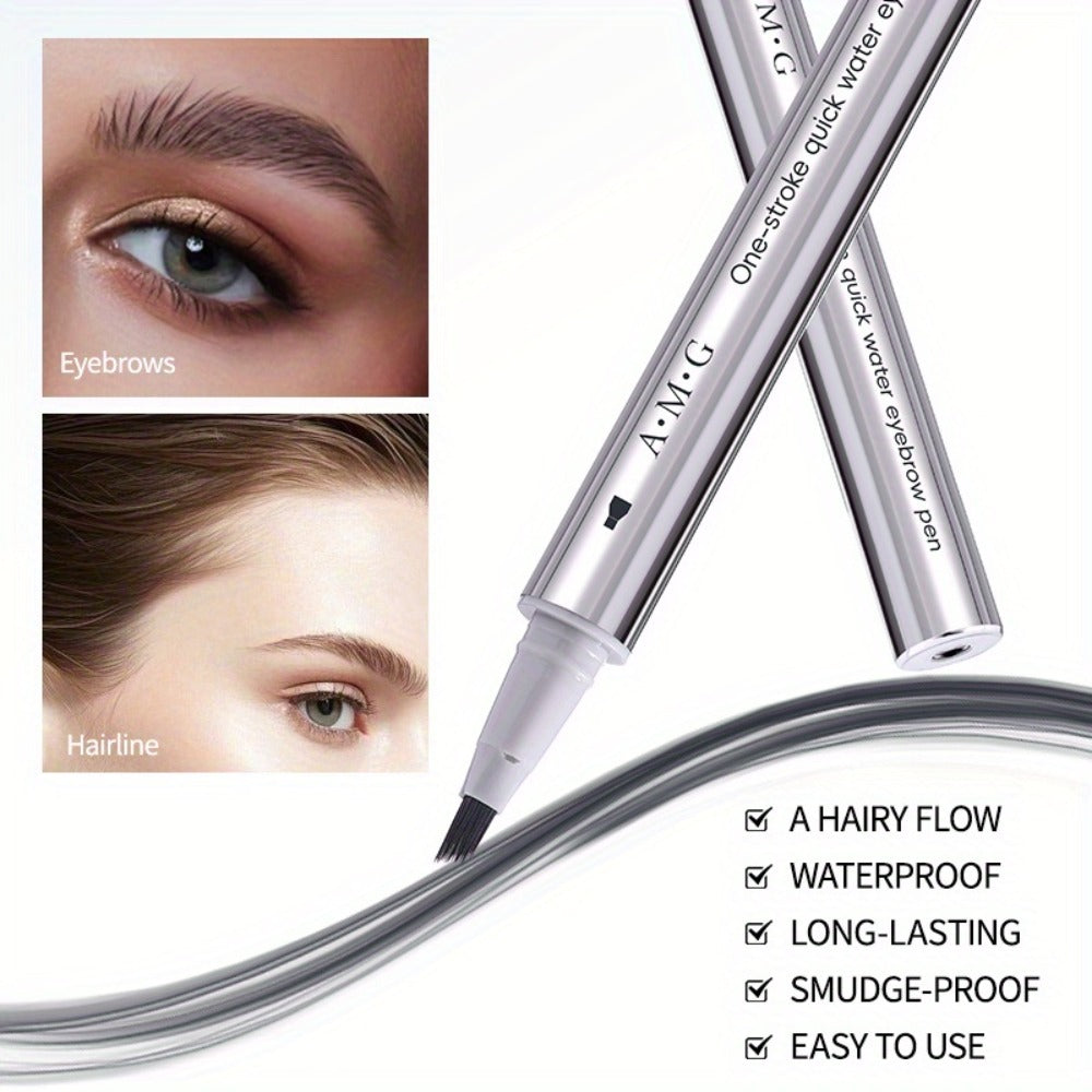 Fluffy Eyebrow Pen Quick-Dry Waterproof Long-Lasting - Natural Wild Brow Look Instant Shape Sweat & Fade Resistant Portable Brow Pen for Travel Festival Party