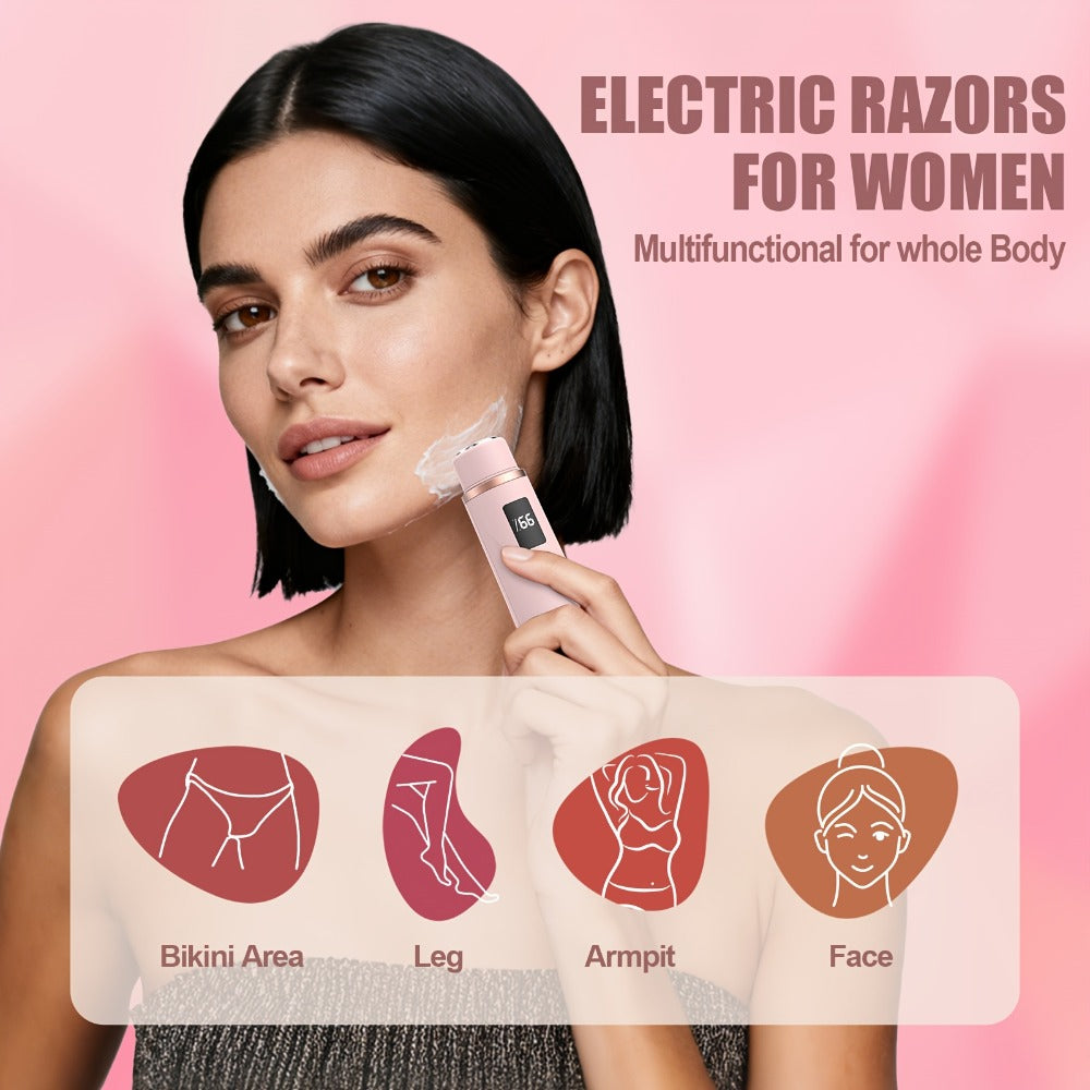Brand New Upgraded Version with a Built-In Battery Display, Women'S Bikini Trimmer, Bikini Shaver, Dual-Head 2-In-1 Electric Shaver for Women (Suitable for Any Body Part), for Both Wet And Dry Use, Specifically for The Bikini Area