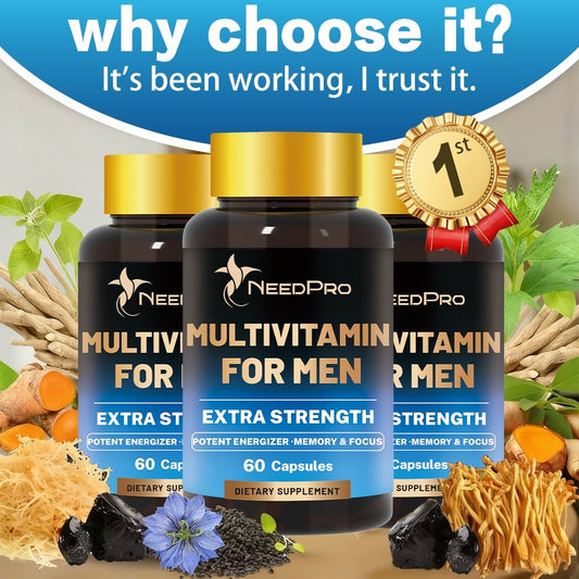 120 Capsules Men'S Vitamin, Rich in Vitamin C, Vitamin A, Vitamin D, Vitamin B6, Folic Acid, Zinc, Biotin, Vitamin B12, Exercise - Healthy Supplement