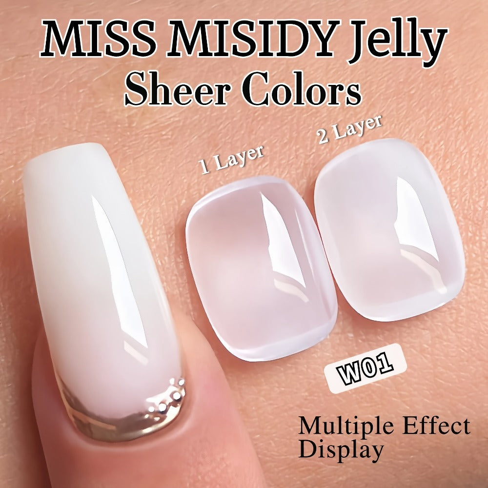 MISS MISIDY 0.54oz Milky White Gel Nail Polish - Japanese & Korean Beauty Series Suitable for Salon & - Use, Alcohol-Free Long-Lasting Sheer Jelly Polish, Neutral Natural Light Gel for Nail Glue or Polish, Glossy Finish