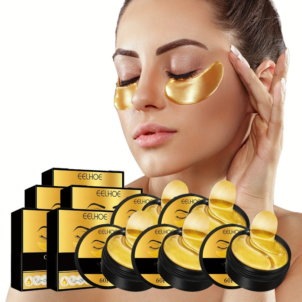 2 Boxes Of 120pcs--320g Golden Eye Mask, Glycerin, Collagen And Hyaluronic Acid, Deep Moisturizing Eye Skin, Suitable For Women Christmas, Valentine'S Day And New Year Gifts
