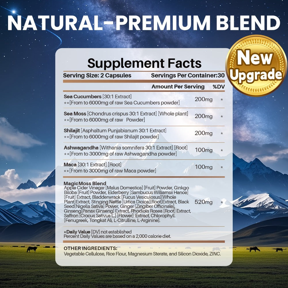 (2pcs) Rock Hard Package| Double-Acting Mixture with Maca, L-Arginine, Shila| Daily Fuel, 3rd Party Tested, 60-Day Supply