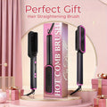 Hair Straightener Brush with Six Temperature Settings, Ionic Hair Straightening Brush Flat Iron for Women, Anti-Scald Straightening Comb Fast for Home Salon, Precise Temperature Control And Heats Up Fast, Christmas, Santa, Happy Holidays