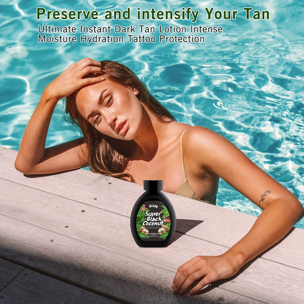 Super Black Coconut 6.76Oz Tanning Cream - Unisex Adult, Medium Skin Tone, Daily Skin Care, All Skin Types, Alcohol-Free, Bpa-Free, Natural Glow, Easy to Apply, Sunless Bronzing Lotion, Natural-Looking Tan