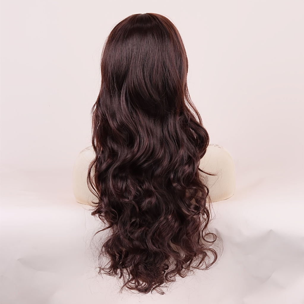 Fluffy Deep Brown Curly Hair Fashion Party Hairstyle Long Wig Big Wave Headband