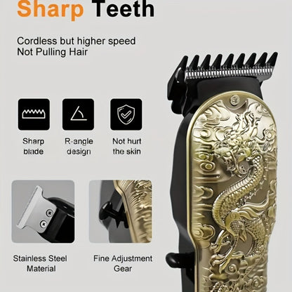 Hair Clipper Set for Men & Women JH702 Professional Electric Trimmer 9-Piece Kit with Fashion Belt - Rechargeable Digital Display Salon-Grade Grooming Gift