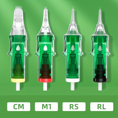 Disposable Tattoo Needles 20pcs Mixed Set - RL RS M1 C-M Multi-Gauge, High Transparency Cartridge, Lasting Sharpness & Ample Ink Capacity for Professional Artists & Beginners