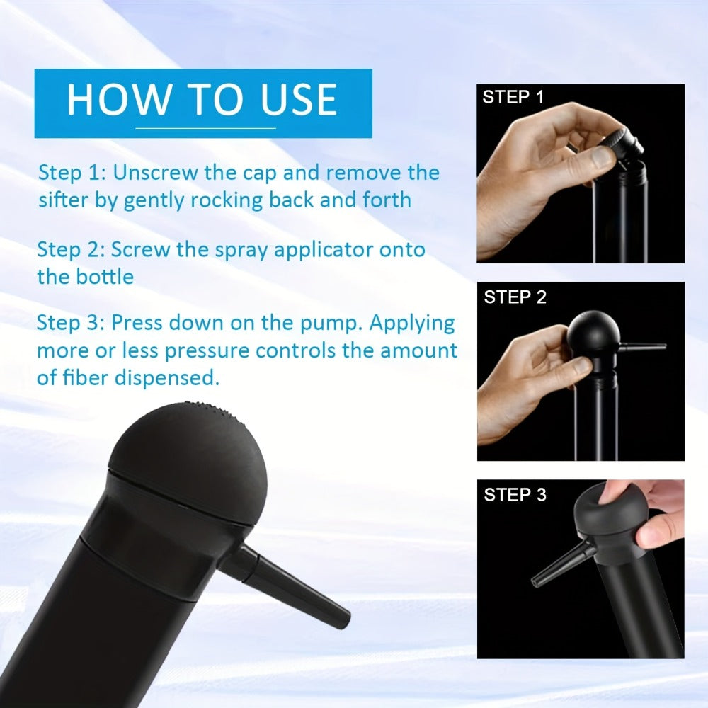 Hair Thickening Fibers Set 2-in-1 with Applicator - Natural Volume & Fuller Look for Thinning Hair, All Hair Types, 8 Colors, 3pcs or 4pcs Set