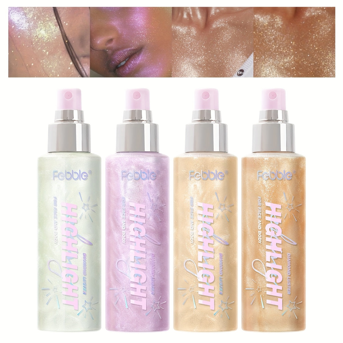 Febble Long-Lasting Glitter Spray - Enhance Your Skin And Easily Achieve a Luminous Shine - Ideal for Body, Face, And Hair, Lightweight And Non-Greasy, Perfect for Easter Celebrations