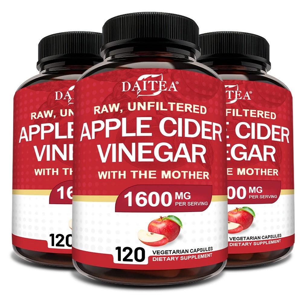 Apple Cider Vinegar Capsules 1600mg – Supports Digestion, Weight Management & Energy for Men and Women | 120 Capsules Vitamin & Mineral Blend (Optional 1/2/3 Bottles)