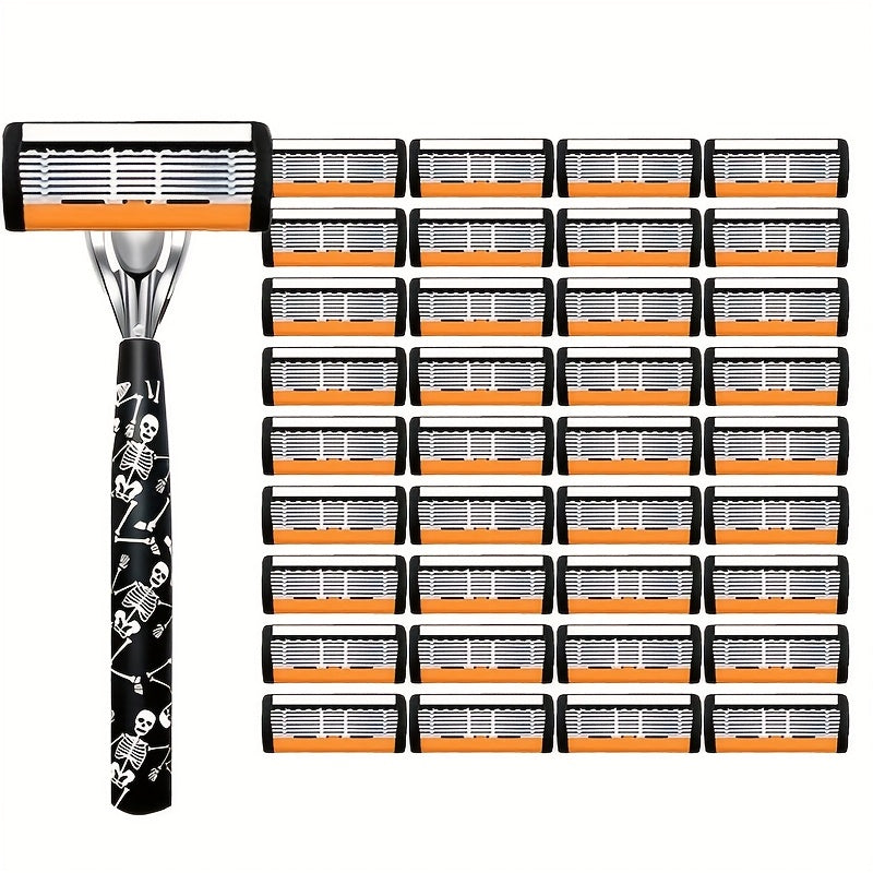 High-End Manual Razor for Men, Featuring 7-Layer Progressive Stainless Steel Blades, a Metal Non-Slip Handle, And a Classic Design That Works Well. an Excellent Gift for Men