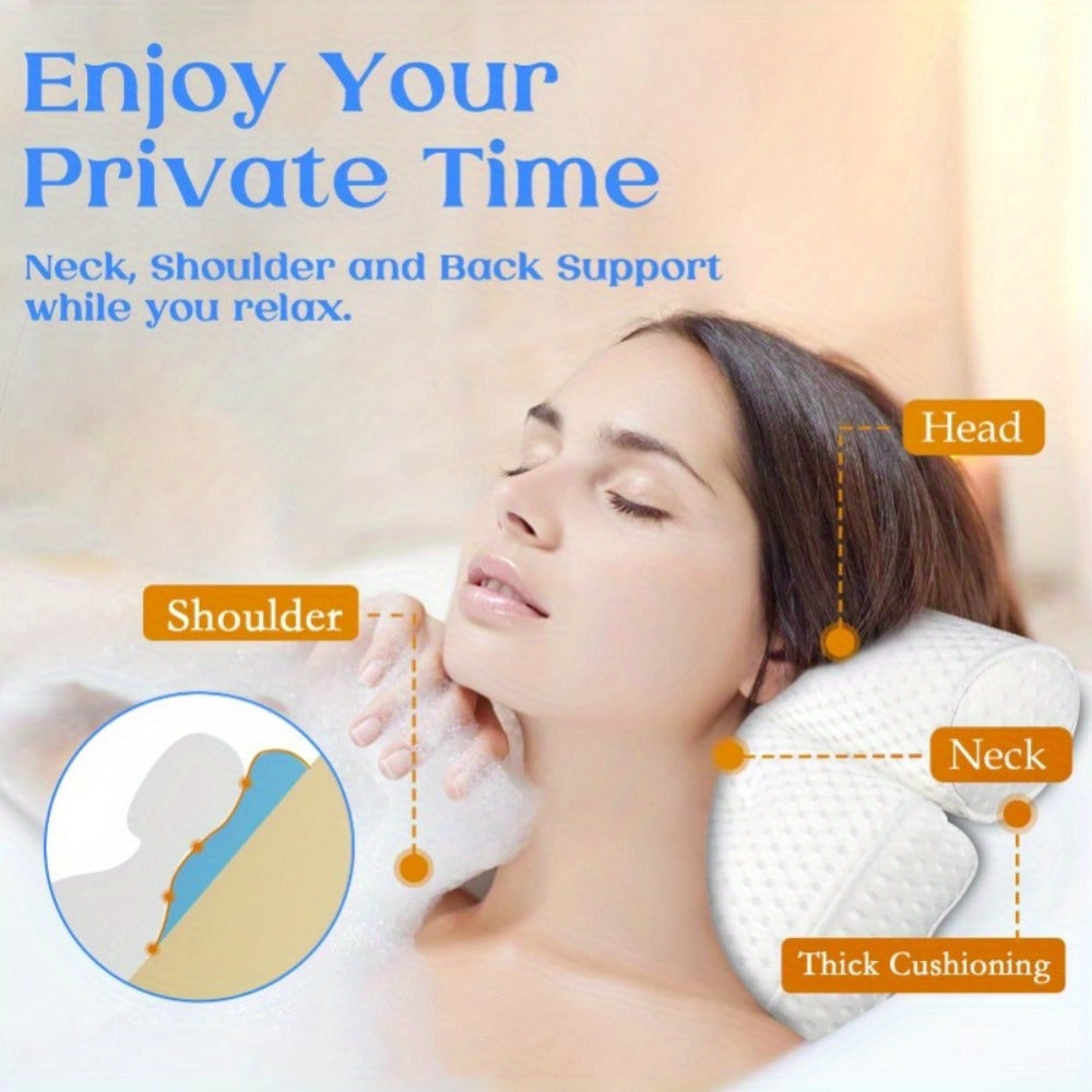Bathtub Anti-Slip Pillow, Spa Bath Pillow with Anti-Slip Suction Cups, Neck And Back Support, Bathroom Additions, Bathtub/Bathroom Supplies