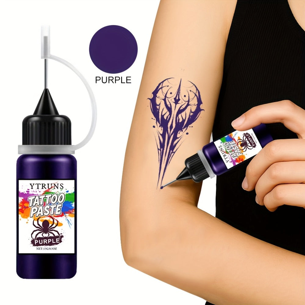 YTRUNS Temporary Tattoo Ink - Fast-Drying Waterproof Tattoo Paint Featuring 7 Bright Colors (Red, Purple, Blue, Green, Orange, Pink) - Gentle Body Art for Celebrations, Festivals
