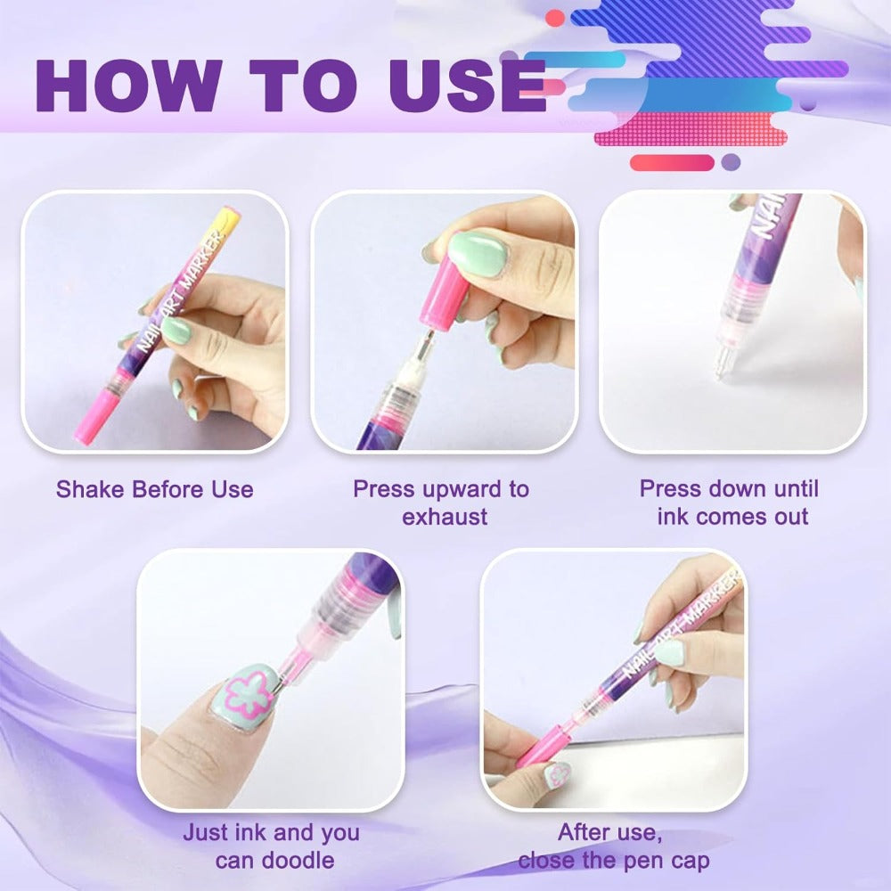 12pcs DIY Nail Art Pens Fashion Nail Art Fine Decorations - Easily Create Complex Designs - Easy-to-Use Multi-Occasion DIY Nails - 0.5mm Nail Art Pen Set - Ideal Christmas & New Year Gift