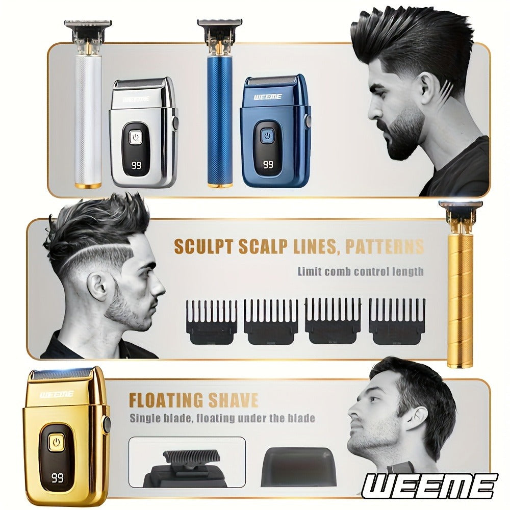WEEME 1pc/2pcs New Electric Hair Cutting Set, Home Hair Cutting Specialist: Electric Hair Cutter, Multi-Functional All-In-One, Easy to Maintain, Lightweight Design, Easy to Transport, Ideal for Shaving