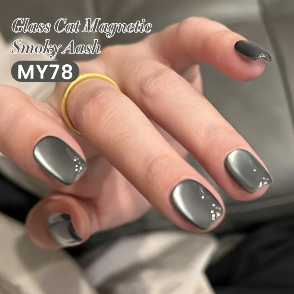 BORN PRETTY 0.34oz High Gloss Smoky Ash Cat Magnetic Gel Nail Polish Shining Long Lasting Semi Permanent Soak Off LED Lamp Varnish Nail Supplies Manicure Nail Art Salon