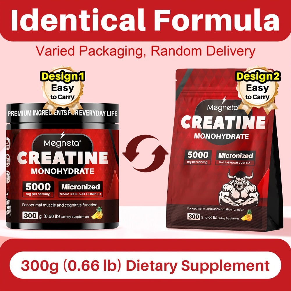 Creatine Monohydrate (Micronized, 5000 Mg Per Serving) - Strength, Power, Recharge, Focus - No Artificial Sweeteners And Flavors - 300 G (60 Servings)