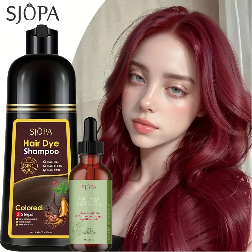 SJOPA Multi-Effect Hair Dye Shampoo, Instant Hair Coloring And Conditioning, 16.9oz. Safe And Natural Hair Dye Shampoo Essence, No Irritating Odor, Suitable for Both Men And Women, Perfect Gift for Valentine's Day And Mother's Day.