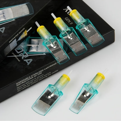 Tattoo Cartridge Needles 10-Pack — Aurora II Curved Magnum, Stainless Steel, Large Ink Capacity, Low Splatter, Transparent Body, for Artists & Beginners