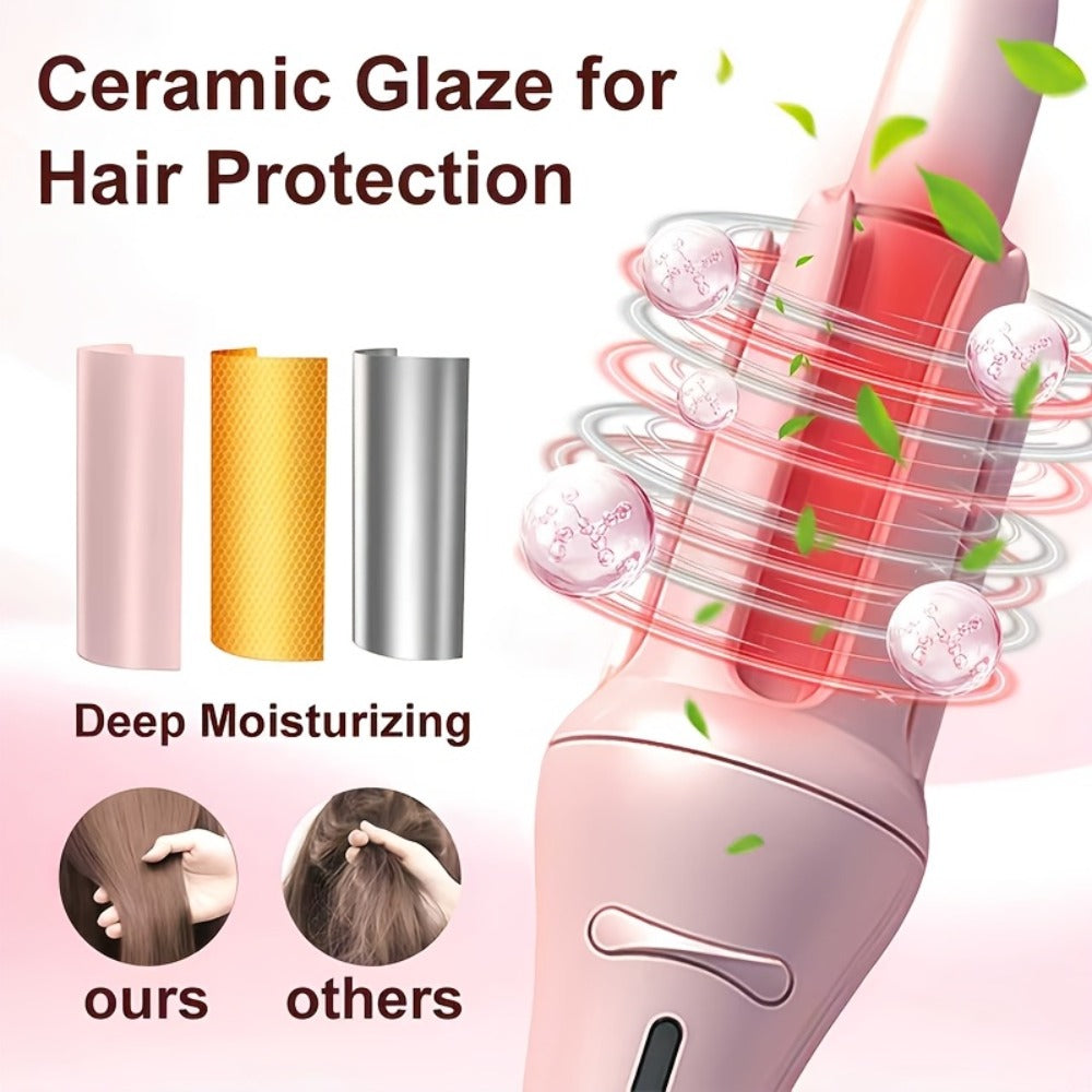 Automatic Curling Iron, One-Touch Automatic Curling, 4 Temperature Settings And 3 Timer Options, Anti-Scald/Anti-Tangle Technology, 360° Rotating Curling Wand, with Comb And Clamp - Ionic Curling Iron for Salon-Quality Waves, Father'S Day Gifts
