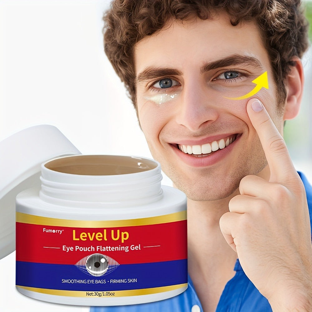 Fumorry Level Up Eye Pouch Firming Gel 30g/1. 05oz - Caffeine & Sucrose Enriched, Smoothing & Moisturizing Eye for All Light Beige Types, Hypoallergenic to & Youthful Eye Appearance, Sleek Container, Smooth Texture