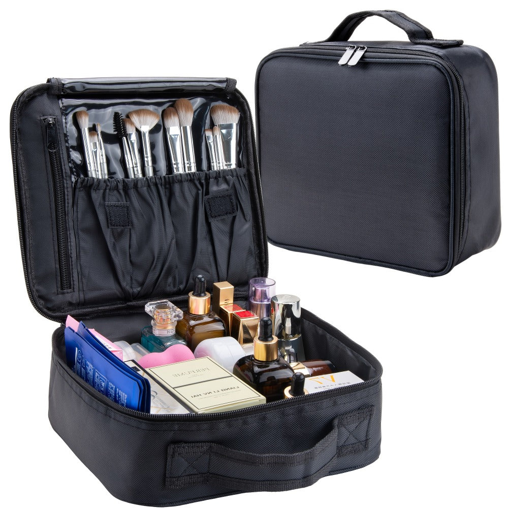 Women' Large Capacity Makeup Bag Compatible for - Brandable Cosmetic Organizer | Durable Travel Toiletry Case with Sturdy Handle, Soft Portable Beauty Storage Pouch | - Fabric for Skincare, Brushes, Lipstick ()