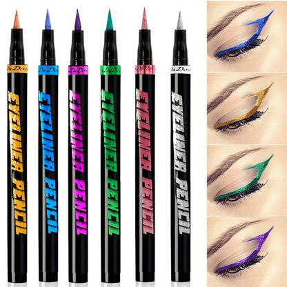 Colored Eyeliner Set 6pcs Waterproof Anti-Smudge Long-Lasting Eye Liner Pencil Multi-Color Makeup Kit for Women Holiday Gift Valentine Christmas