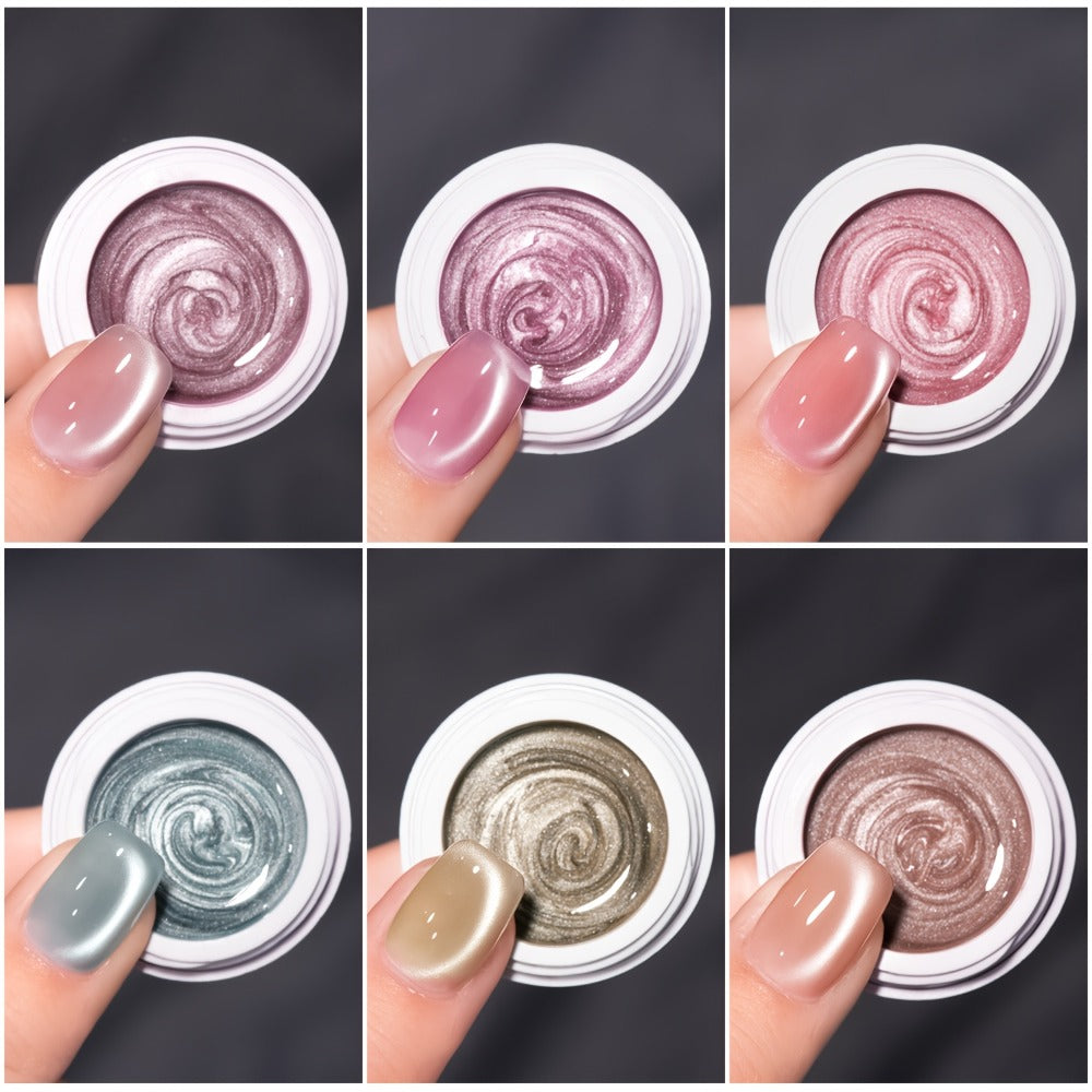 MORDDA 6 Colors Magnetic Cat'S Eye Gel Polish - Shimmering Reflective Semi-Permanent Nail Polish With/Led, Soak-Off And Magnetic Swirl Design for Salon And Use, Alcohol-Free, Magnetic Nail Polish, Nail Art, Durable Manicure