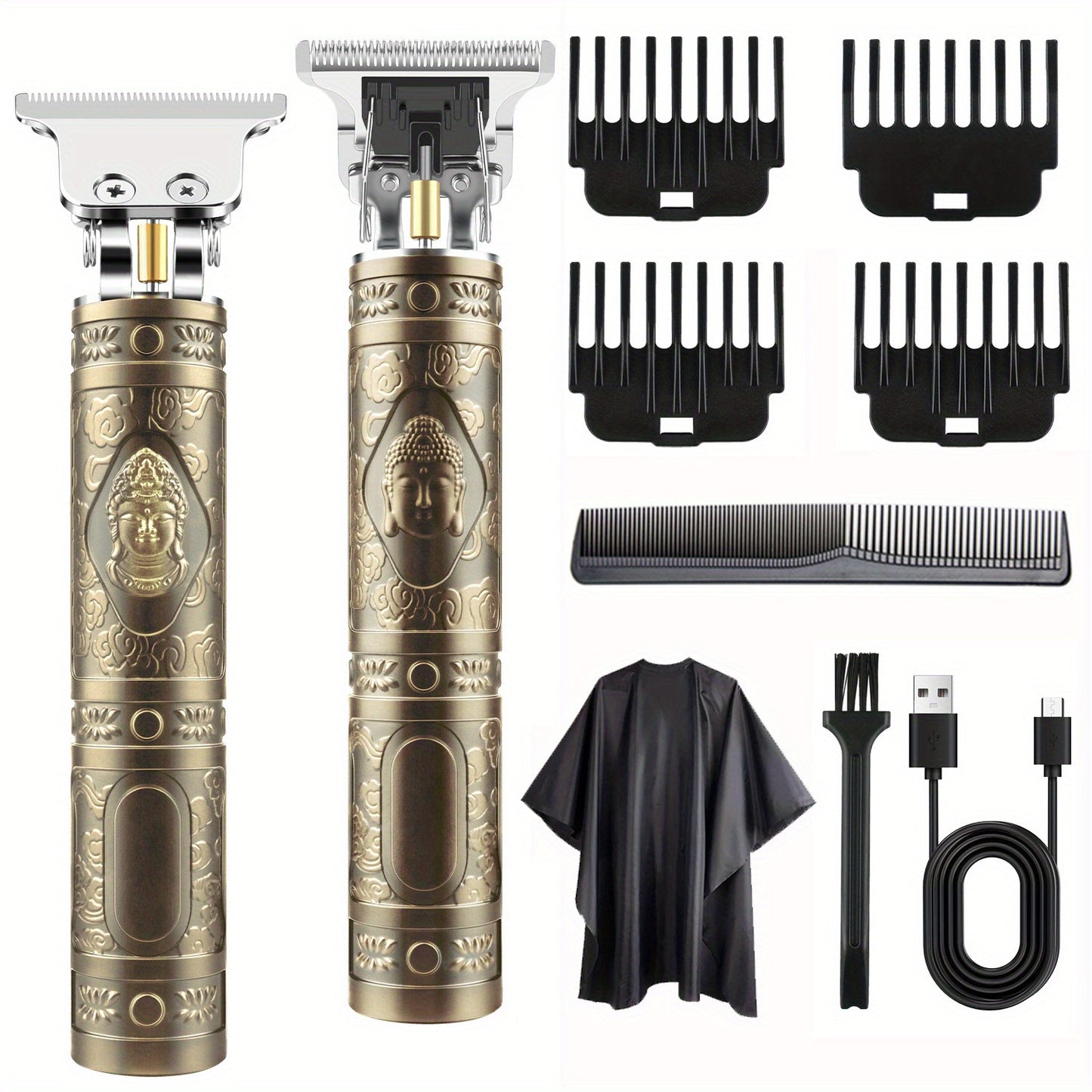 Cordless Hair Clipper & Beard Trimmer Kit for Men – USB Rechargeable Electric Haircut Set with 4 Guide Combs | Professional Home Barber Kit, Portable Grooming Tool | Father’s Day Gift for Men