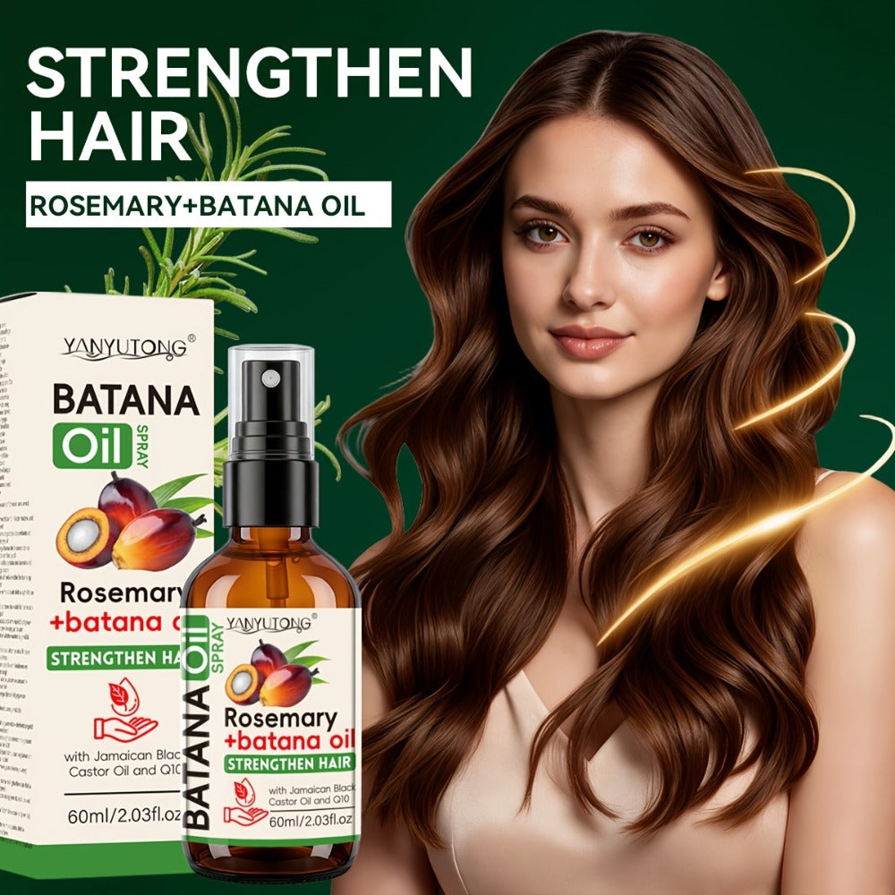 Rosemary Essential Oil Hair Spray with Batana Oil 2.03oz - Deep Moisturizing Dry Damaged Hair & Scalp Treatment, Nourishing Honduras Formula, Holiday Gift for Women & Men