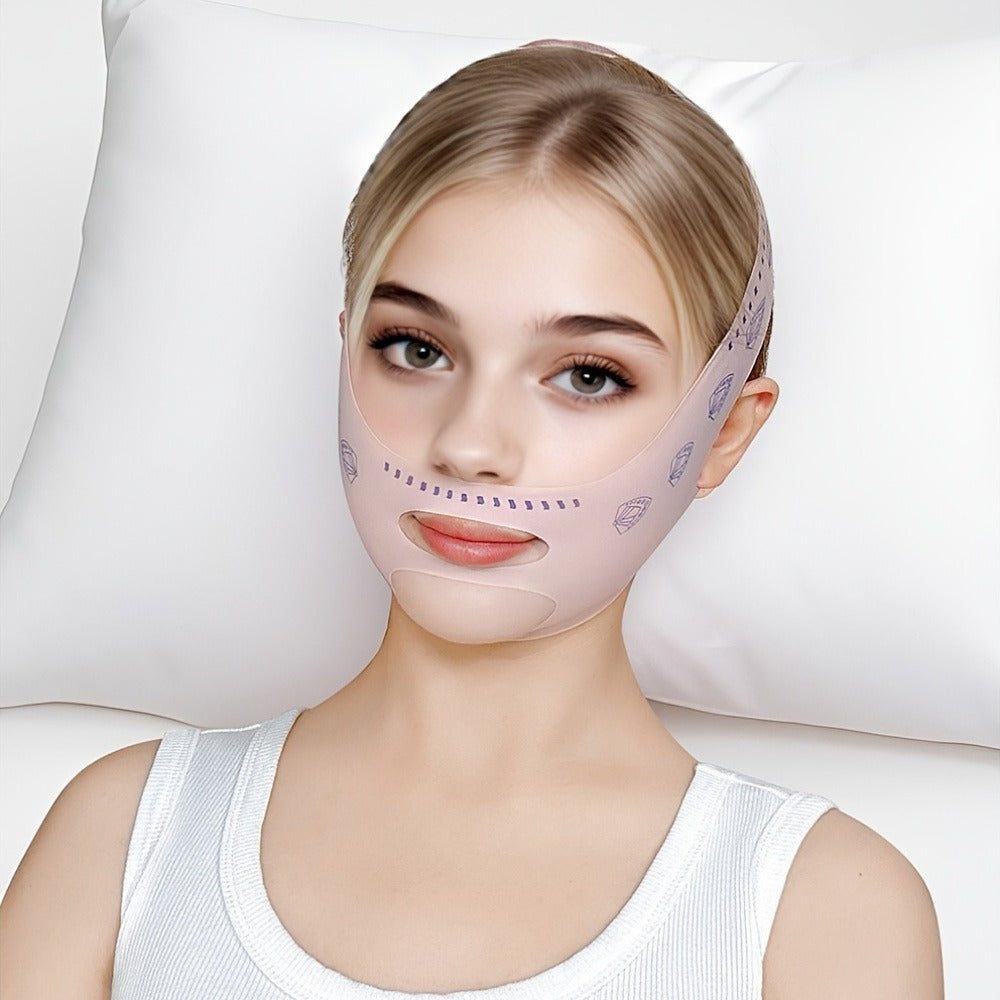 5pcs Gray Or Pink 2-Pack Combo (V-Line Face Lift Belt And Forehead Lift Belt), Refreshing Lifting Mask for Day And Night Use, Unisex Design. V-Line Mask with Nasolabial Fold Band, Facial Contouring Lifting Mask, Premium Sleep V-Line Shaping Bandage